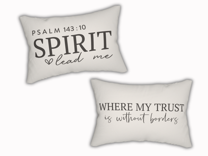 Two pillows with motivational phrases on a white background