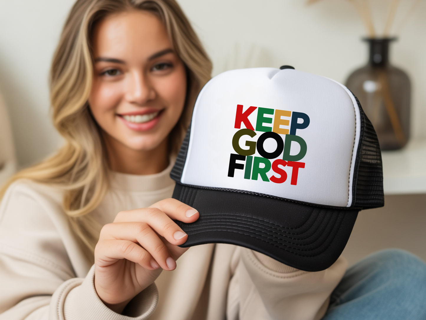 Christian Trucker Hat - Keep God First