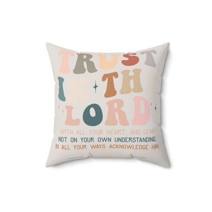 Decorative pillow with motivational quote on a white background. Size 16x16 inches.